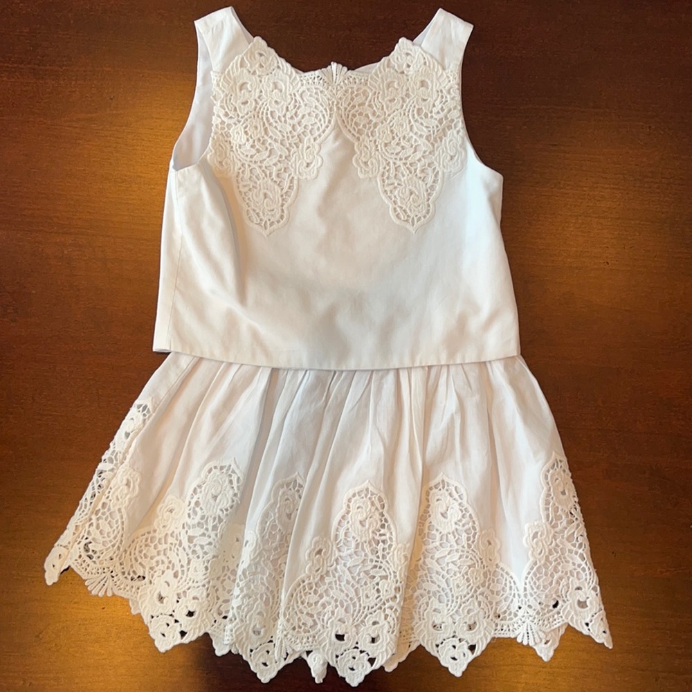 Biscotti matching white skirt set